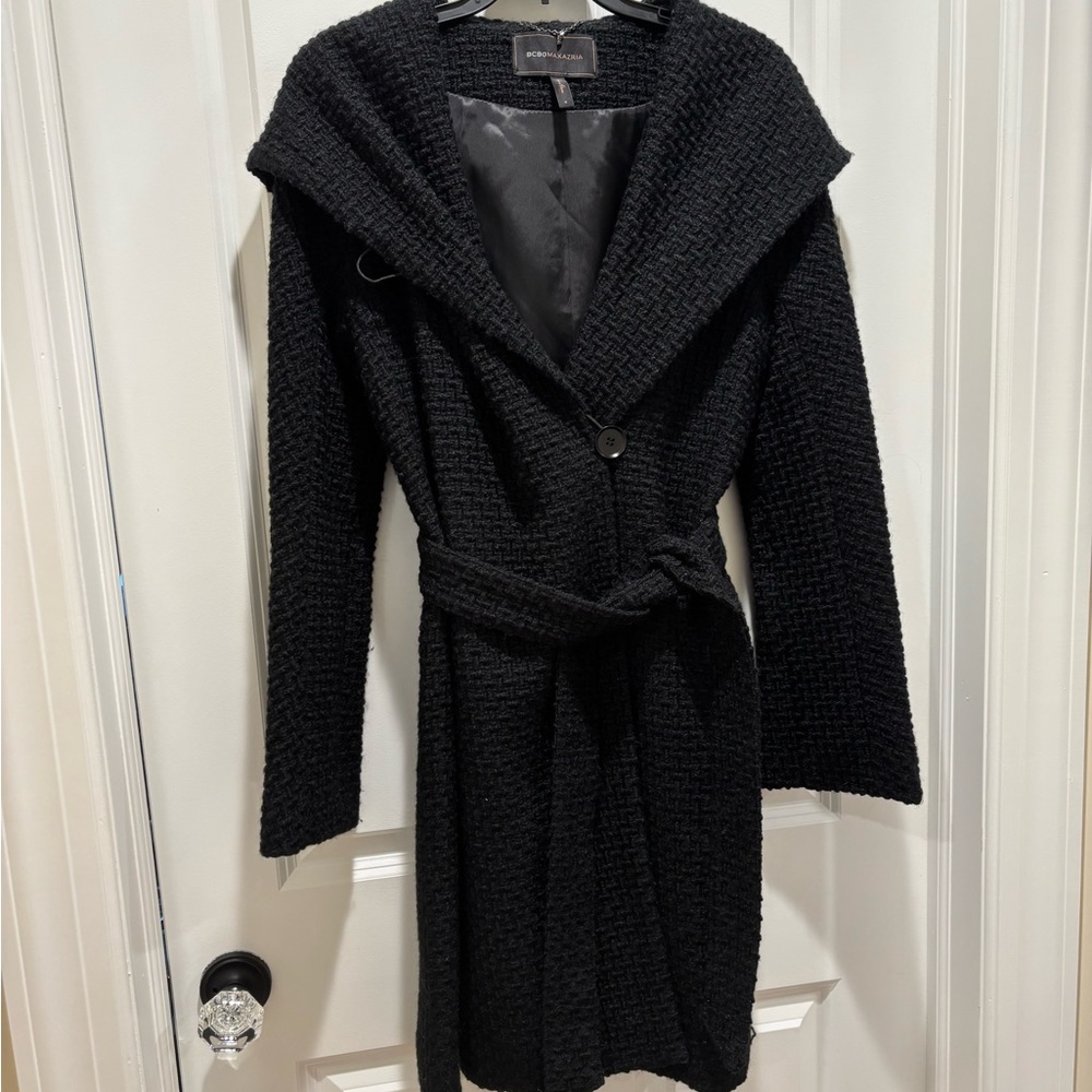 BCBGMaxAzria Black Coat with Shawl Collar/Hood
